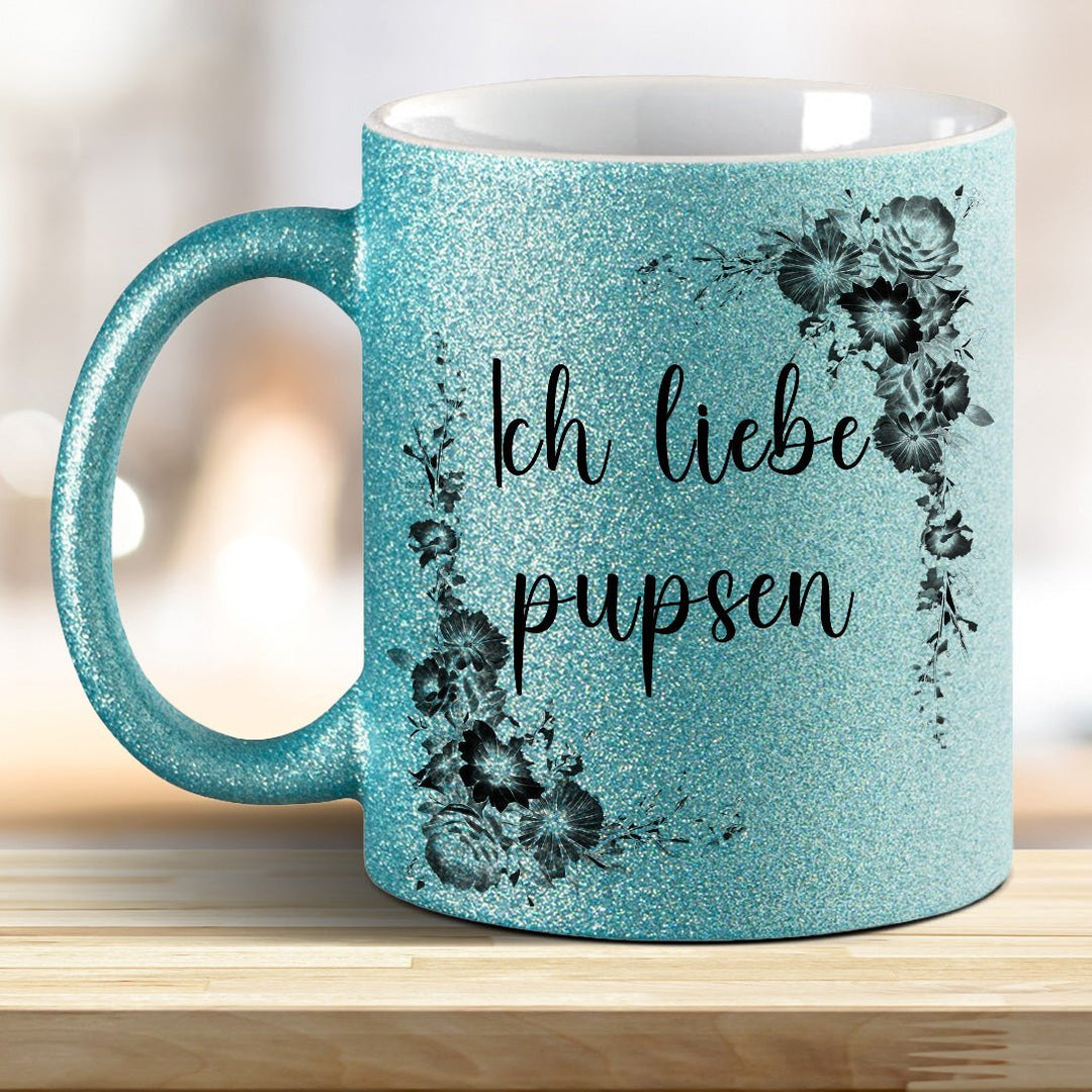 Ich liebe pupsen! Glitzer - Tasse - all - yours24