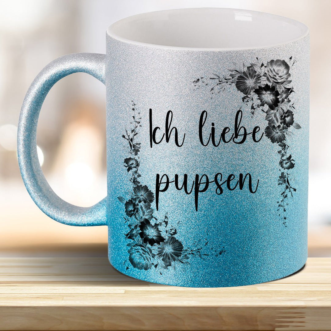 Ich liebe pupsen! Glitzer - Tasse - all - yours24