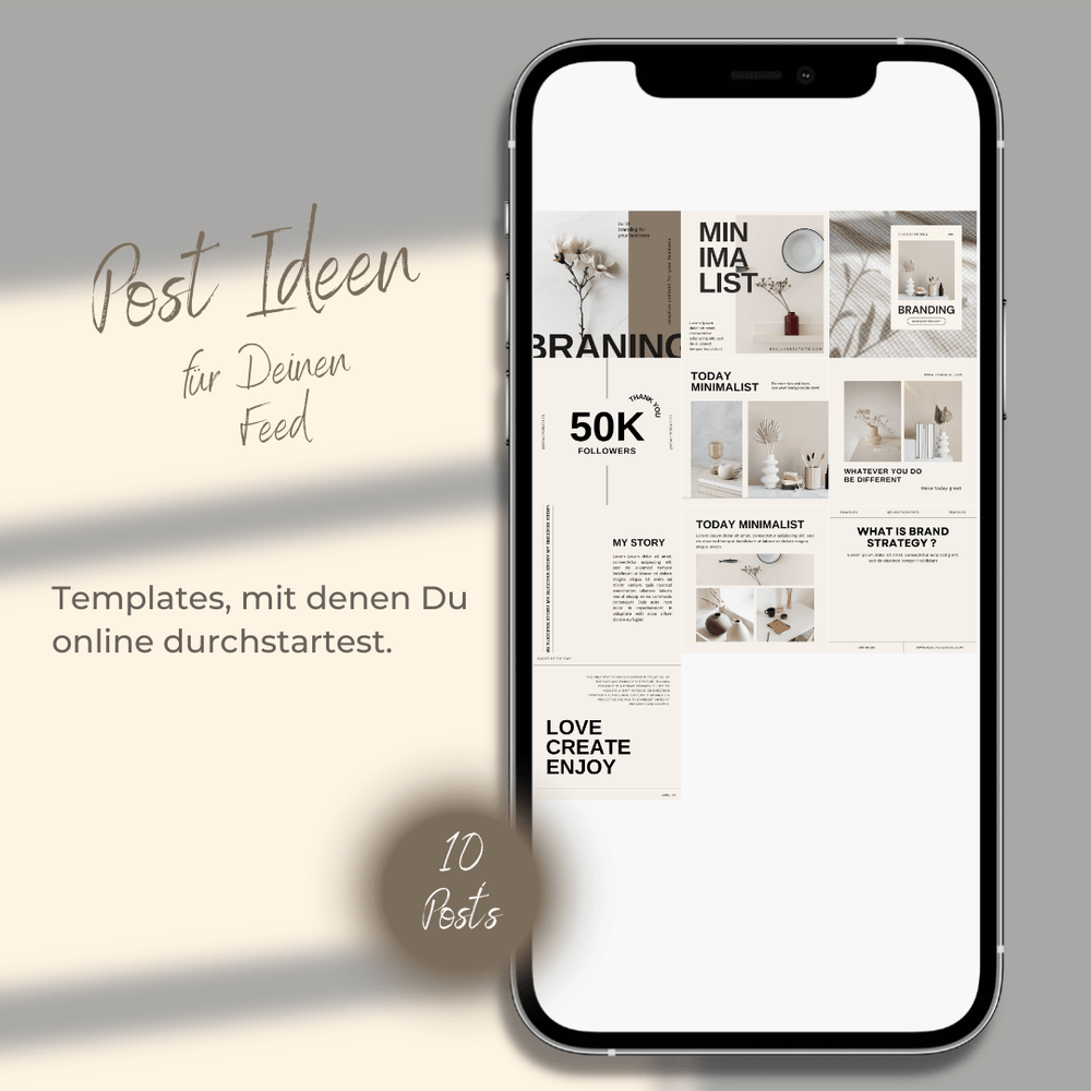 Instagram Post - Vorlagen - Set - 10 Minimalistische Canva Templates - Professionelle Social Media Grafiken - all - yours24
