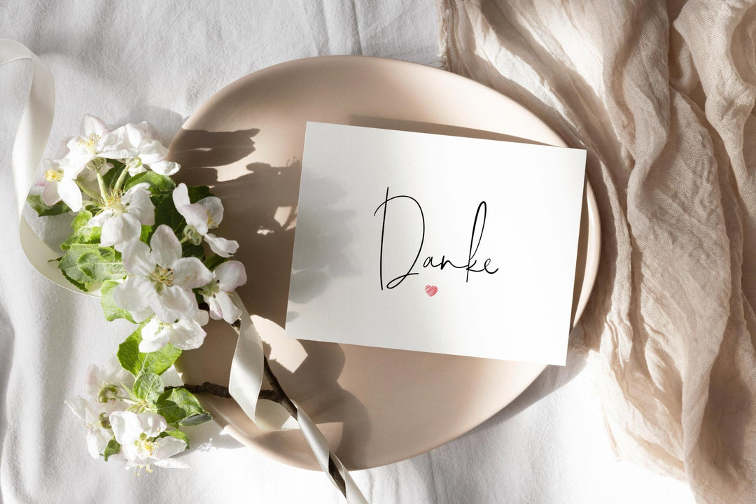 Karte Digital Danke mit Herz DIN A6 Grußkarte, Geschenkkarte, Postkarte download - all - yours24