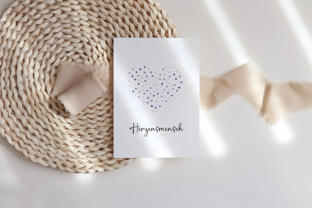 Karte Digital Herzensmensch lila DIN A6 Grußkarte, Geschenkkarte, Postkarte download - all - yours24