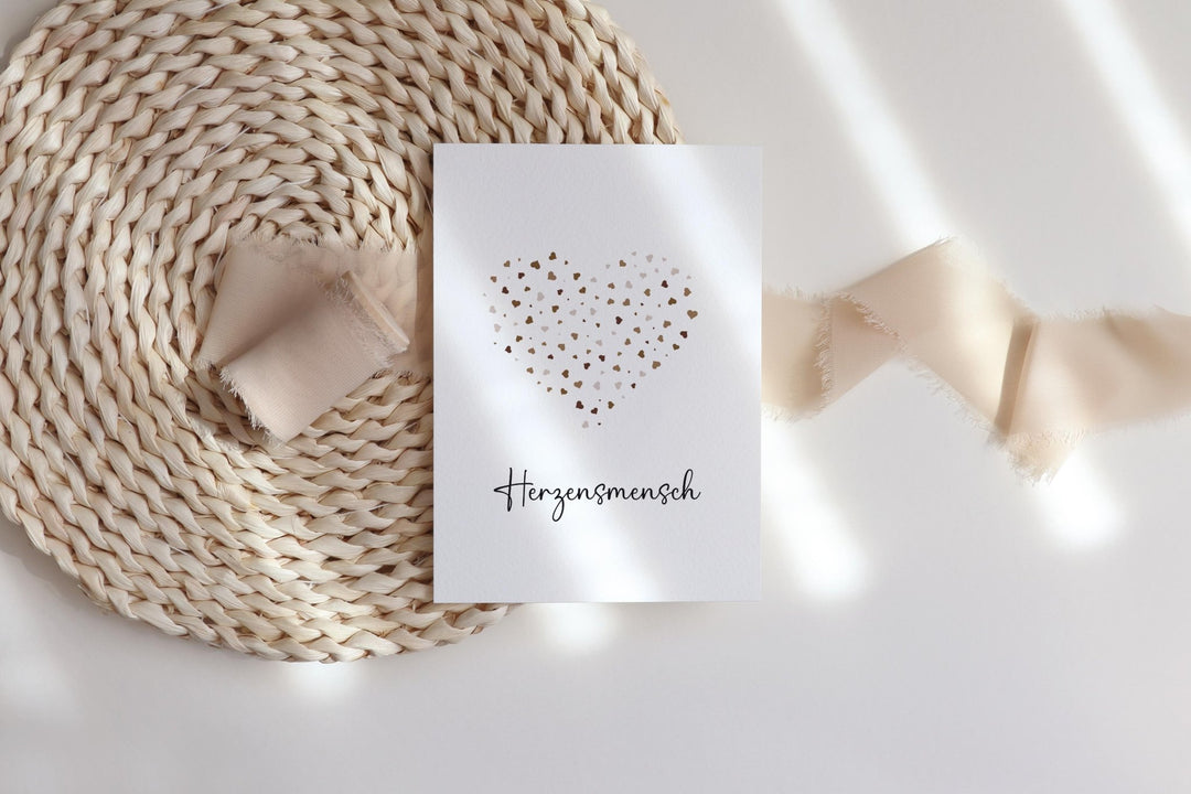 Karte Digital Herzensmensch sandfarben DIN A6 Grußkarte, Geschenkkarte, Postkarte download - all - yours24