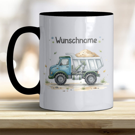 Kindertasse LKW personalisierbar mit Namen in verschiedenen Farben - all-yours24