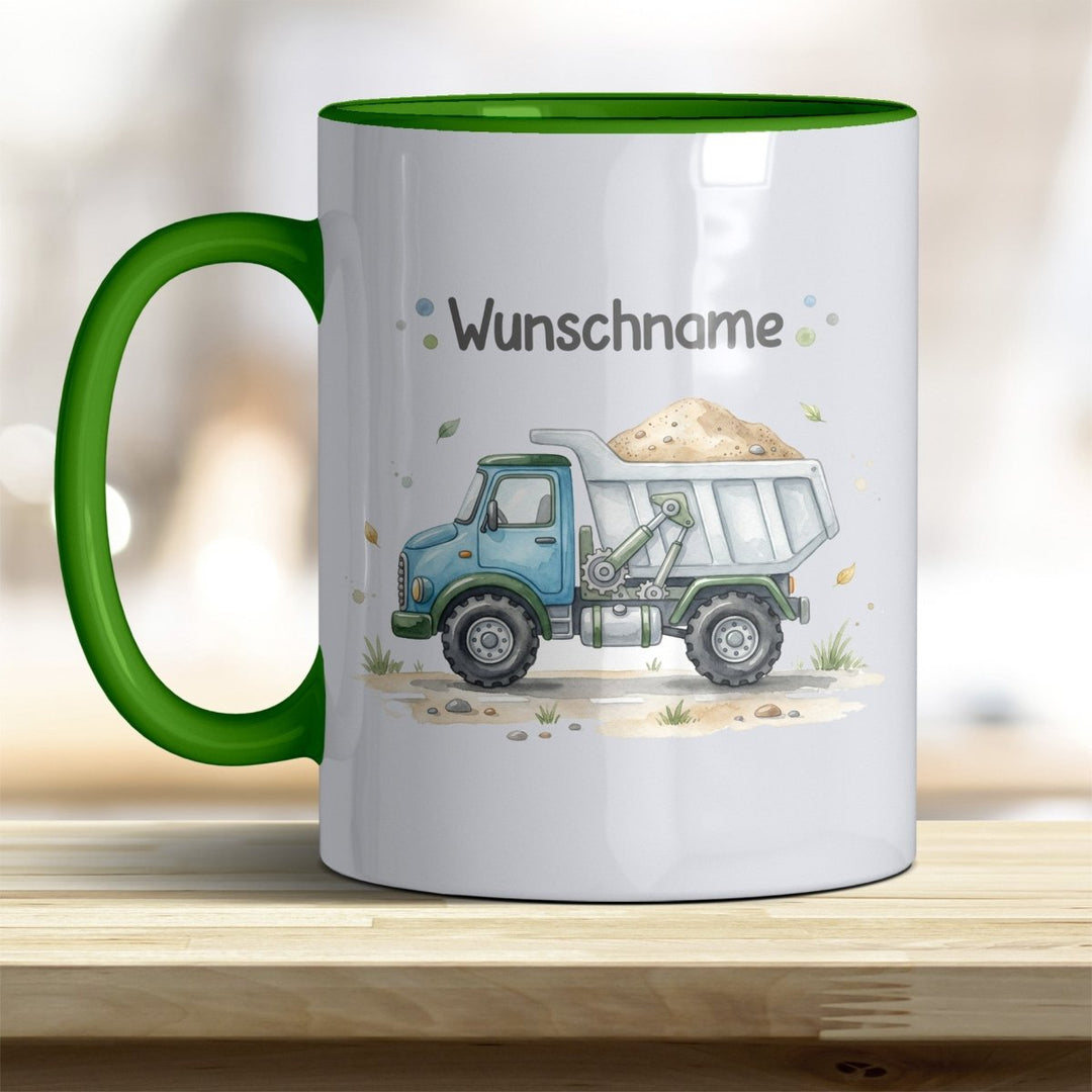 Kindertasse LKW personalisierbar mit Namen in verschiedenen Farben - all-yours24