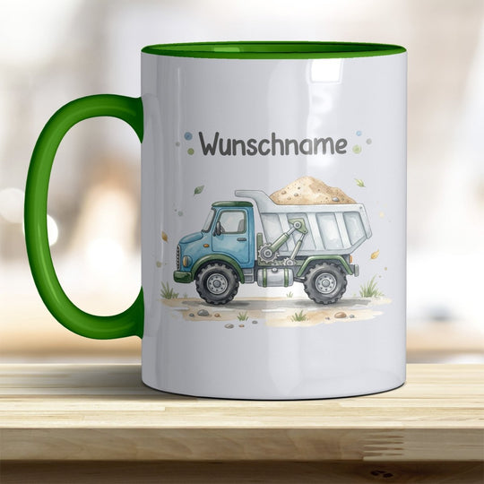 Kindertasse LKW personalisierbar mit Namen in verschiedenen Farben - all-yours24