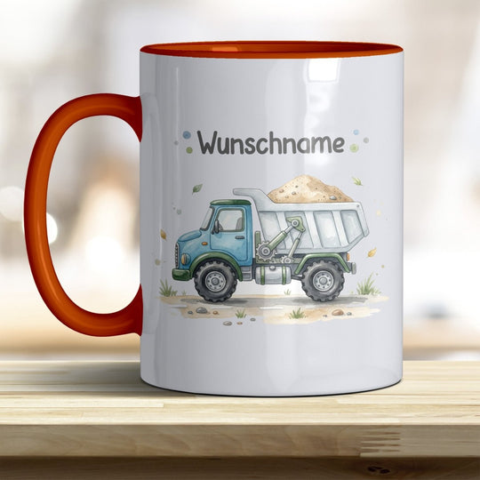 Kindertasse LKW personalisierbar mit Namen in verschiedenen Farben - all-yours24