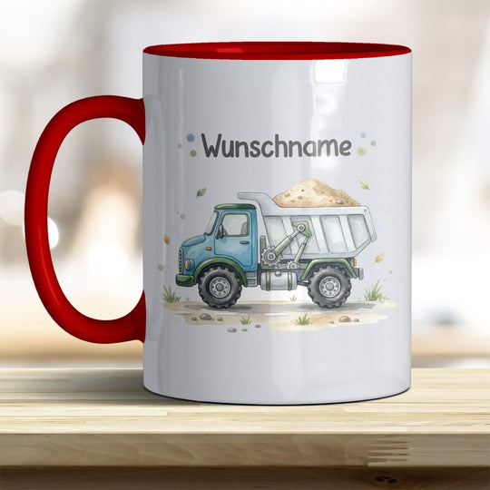 Kindertasse LKW personalisierbar mit Namen in verschiedenen Farben - all-yours24