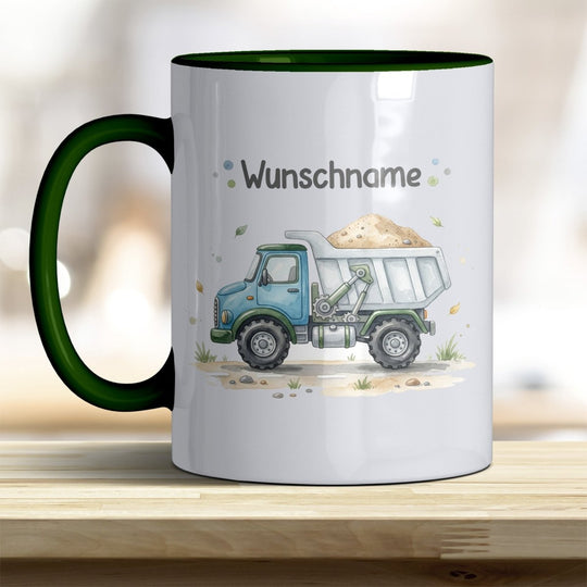 Kindertasse LKW personalisierbar mit Namen in verschiedenen Farben - all-yours24