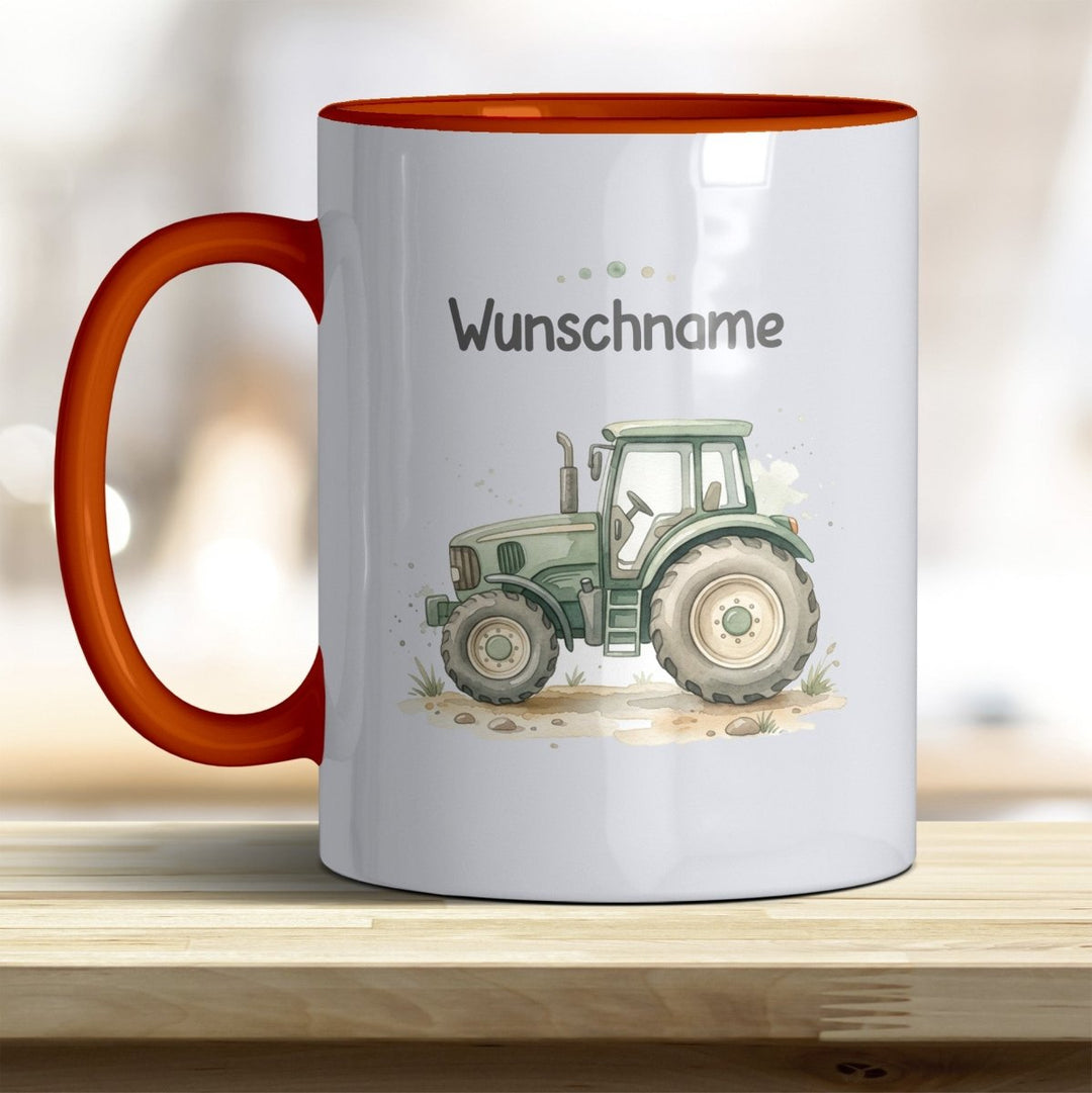 Kindertasse Traktor personalisierbar mit Namen in verschiedenen Farben - all-yours24
