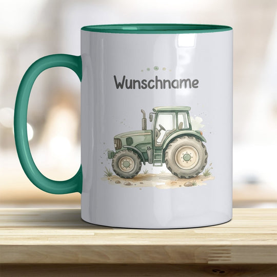 Kindertasse Traktor personalisierbar mit Namen in verschiedenen Farben - all-yours24