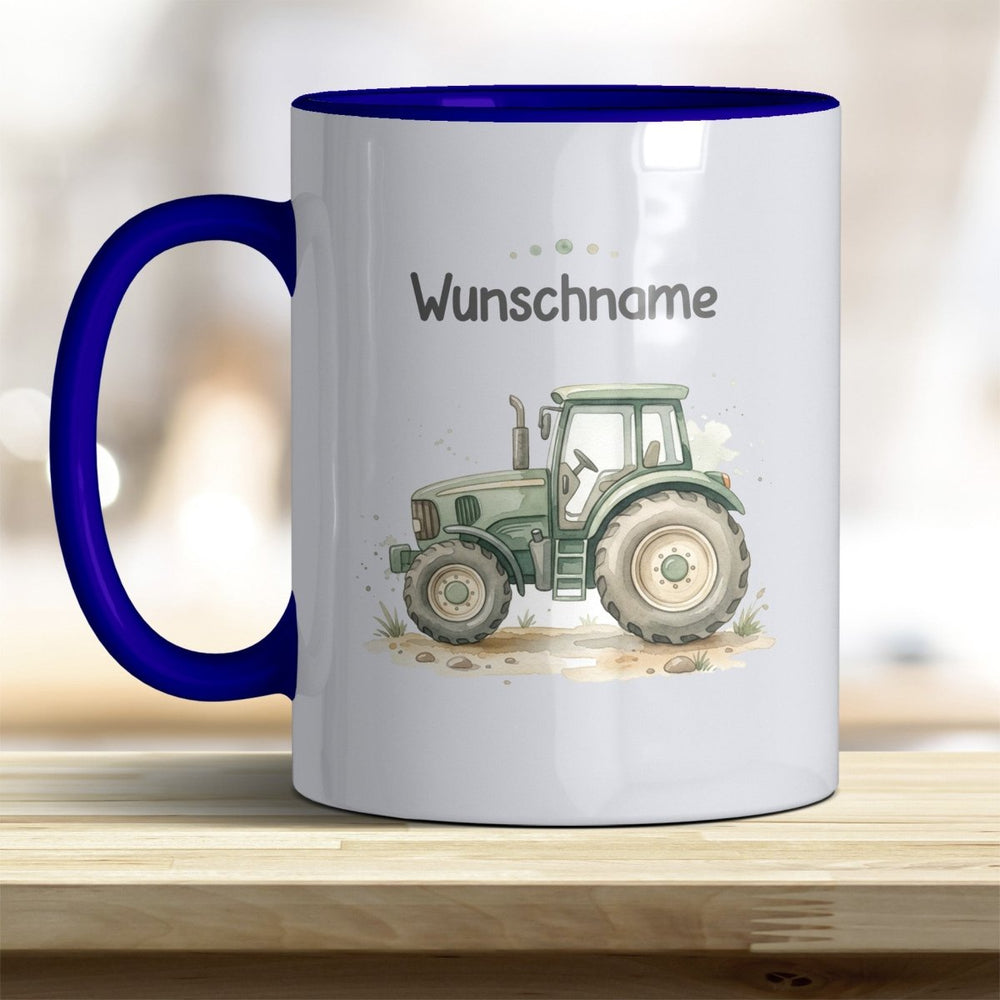 Kindertasse Traktor personalisierbar mit Namen in verschiedenen Farben - all-yours24