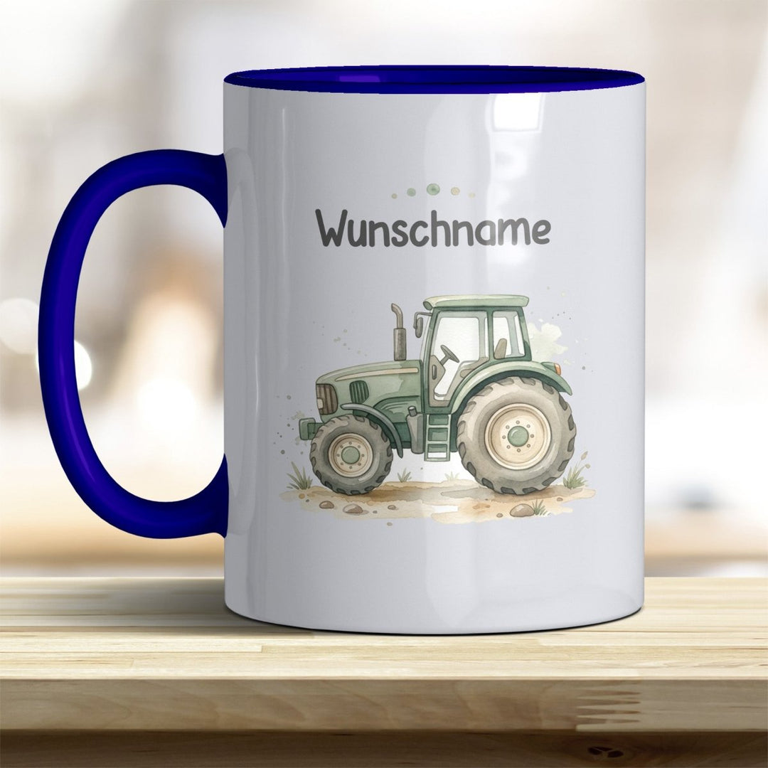 Kindertasse Traktor personalisierbar mit Namen in verschiedenen Farben - all-yours24
