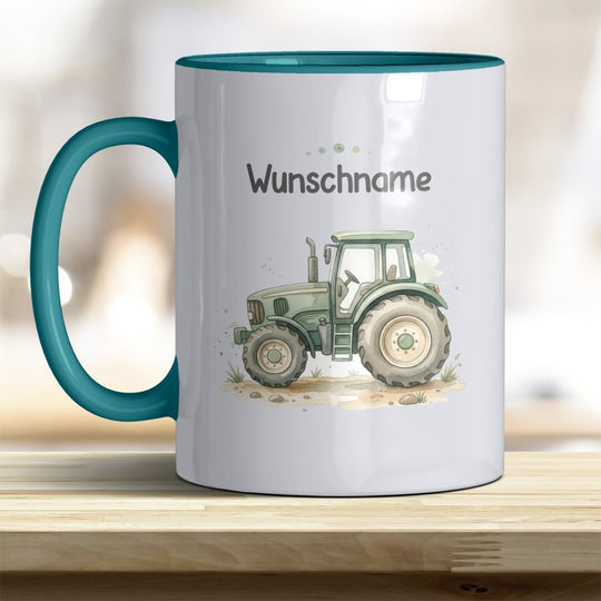 Kindertasse Traktor personalisierbar mit Namen in verschiedenen Farben - all-yours24