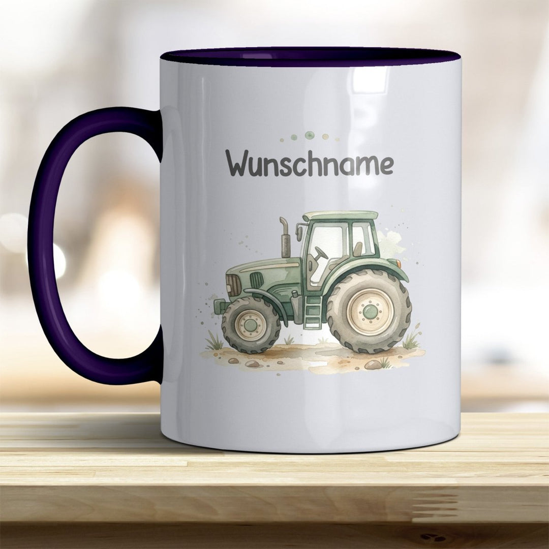 Kindertasse Traktor personalisierbar mit Namen in verschiedenen Farben - all-yours24