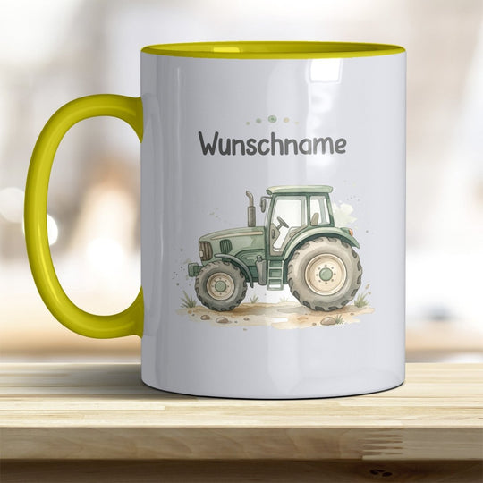 Kindertasse Traktor personalisierbar mit Namen in verschiedenen Farben - all-yours24
