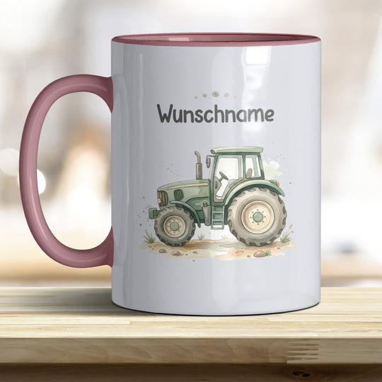 Kindertasse Traktor personalisierbar mit Namen in verschiedenen Farben - all-yours24