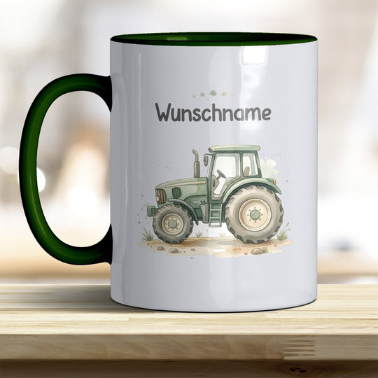 Kindertasse Traktor personalisierbar mit Namen in verschiedenen Farben - all-yours24