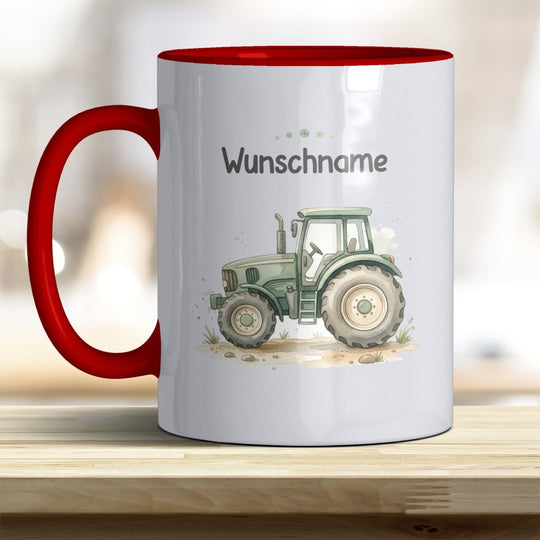 Kindertasse Traktor personalisierbar mit Namen in verschiedenen Farben - all-yours24