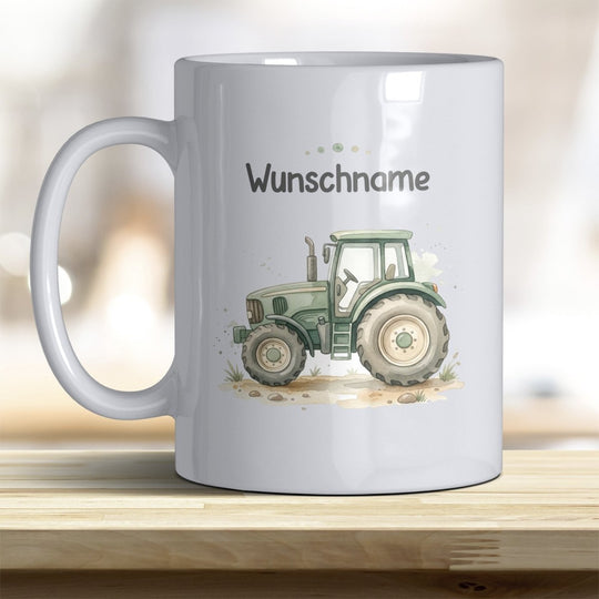 Kindertasse Traktor personalisierbar mit Namen in verschiedenen Farben - all-yours24