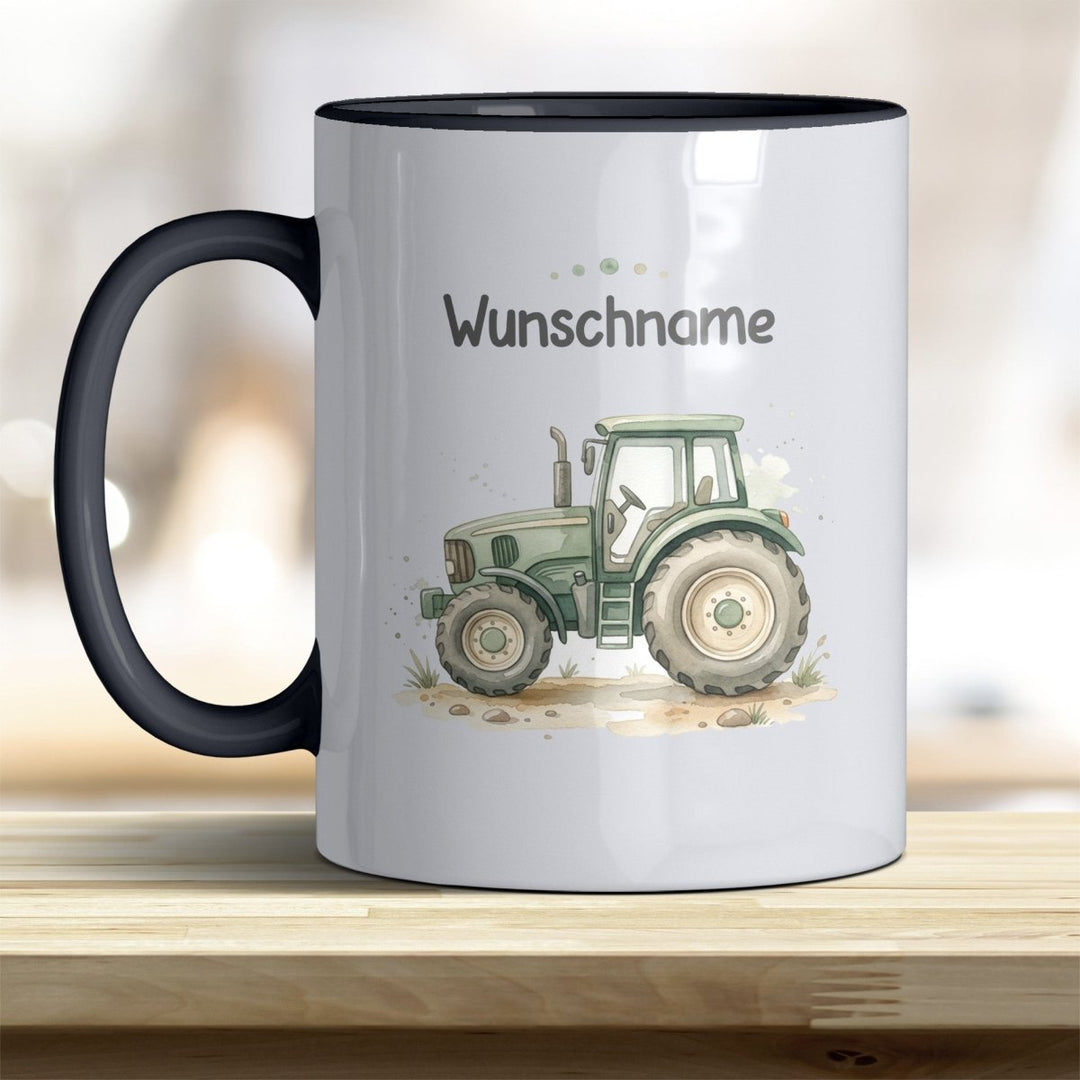 Kindertasse Traktor personalisierbar mit Namen in verschiedenen Farben - all-yours24