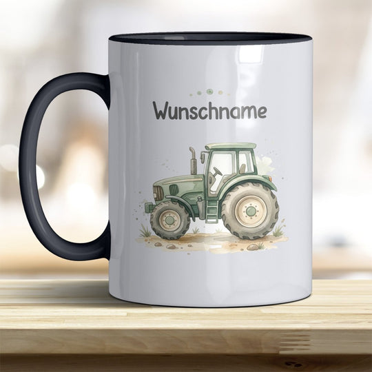 Kindertasse Traktor personalisierbar mit Namen in verschiedenen Farben - all-yours24