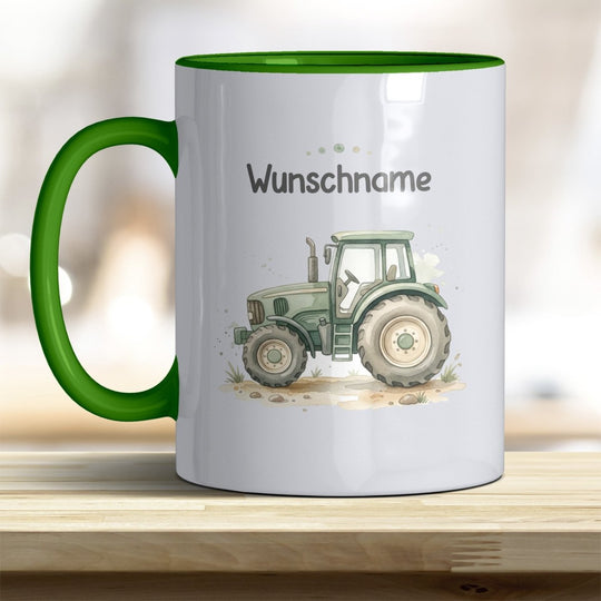 Kindertasse Traktor personalisierbar mit Namen in verschiedenen Farben - all-yours24