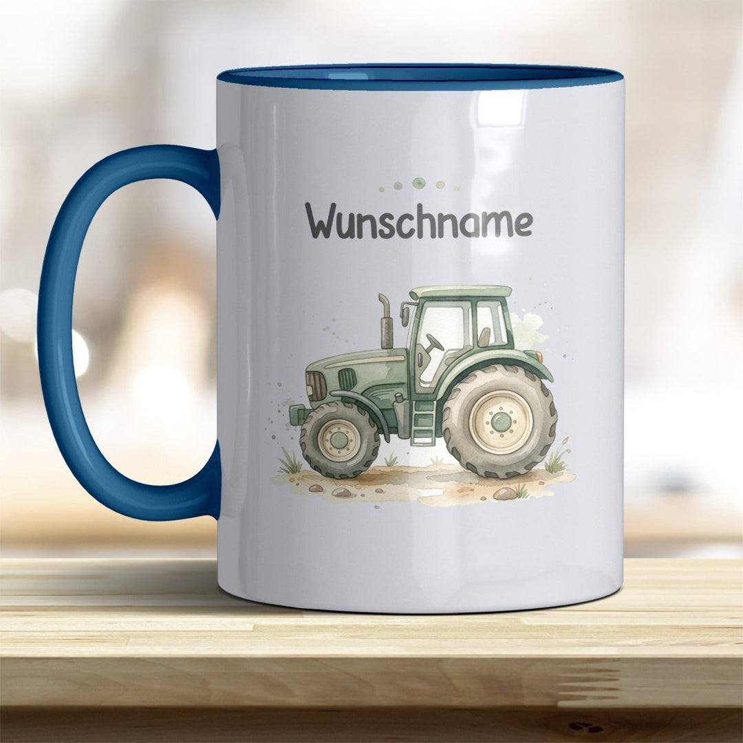 Kindertasse Traktor personalisierbar mit Namen in verschiedenen Farben - all-yours24