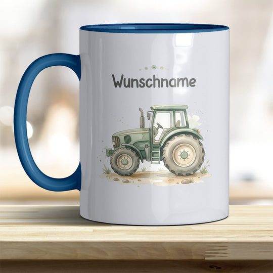 Kindertasse Traktor personalisierbar mit Namen in verschiedenen Farben - all-yours24