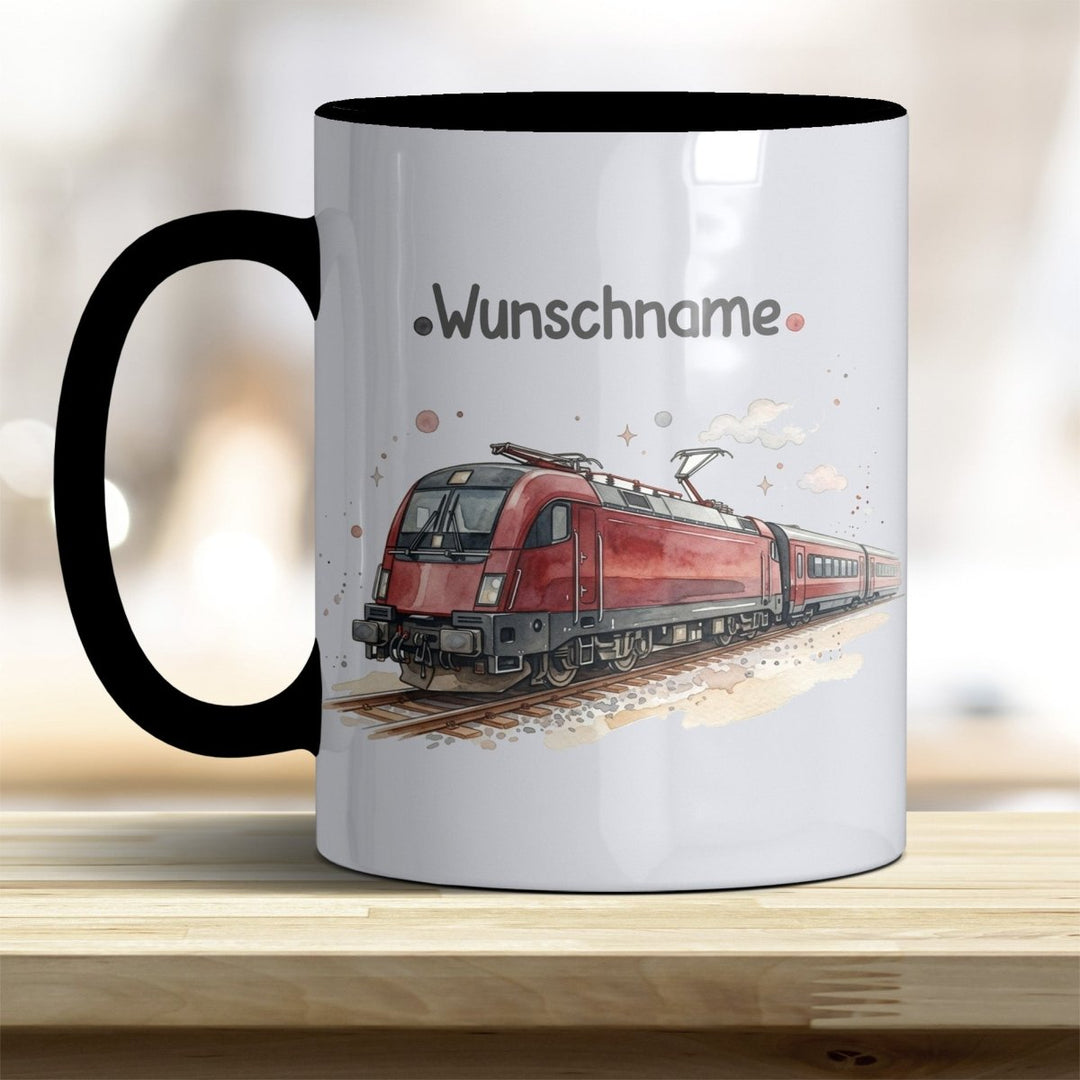 Kindertasse Zug personalisierbar mit Namen in verschiedenen Farben - all-yours24
