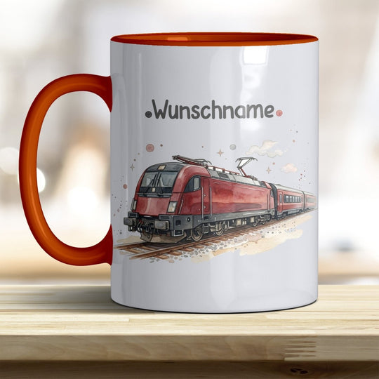 Kindertasse Zug personalisierbar mit Namen in verschiedenen Farben - all-yours24