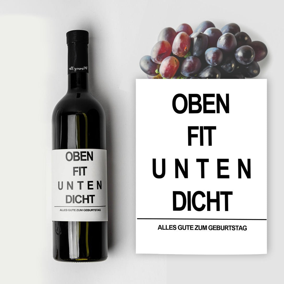 Oben fit unten dicht Weinetikett Weinlabel Geburtstagsgeschenk personalisiert - all - yours24