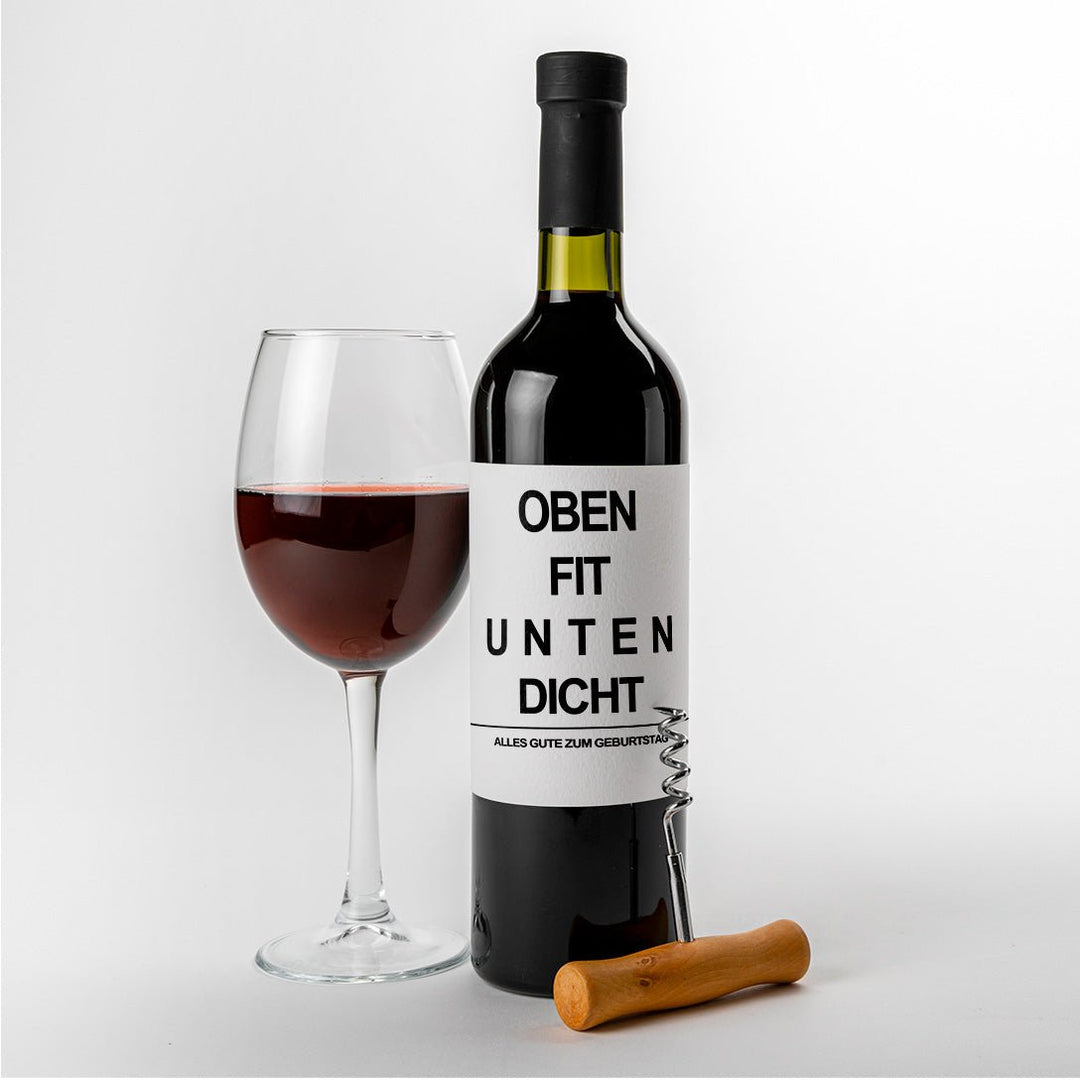 Oben fit unten dicht Weinetikett Weinlabel Geburtstagsgeschenk personalisiert - all - yours24