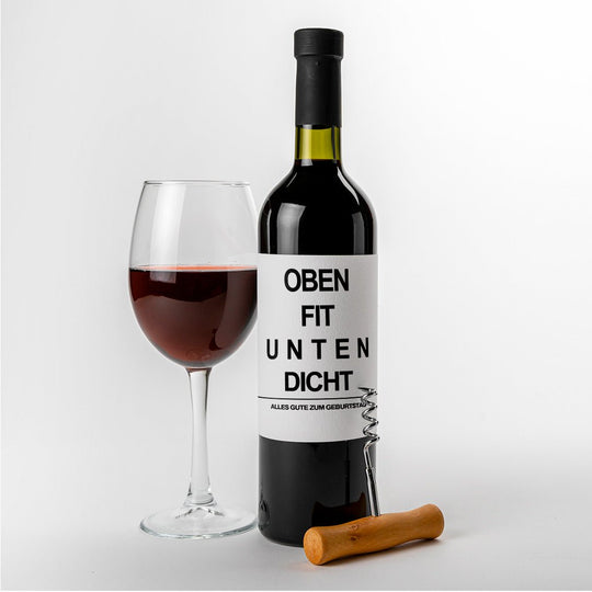 Oben fit unten dicht Weinetikett Weinlabel Geburtstagsgeschenk personalisiert - all - yours24
