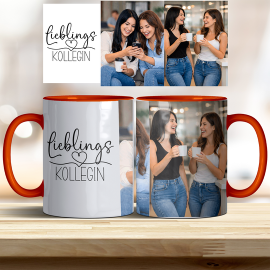 Tasse Lieblingskollegin personalisierbar mit Foto in verschiedenen trendigen Farben