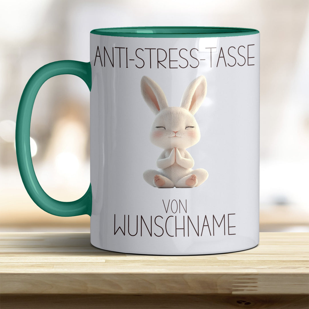 Personalisierbare Anti - Stress - Tasse mit süßem Tiermotiv und Wunschnamen - all - yours24