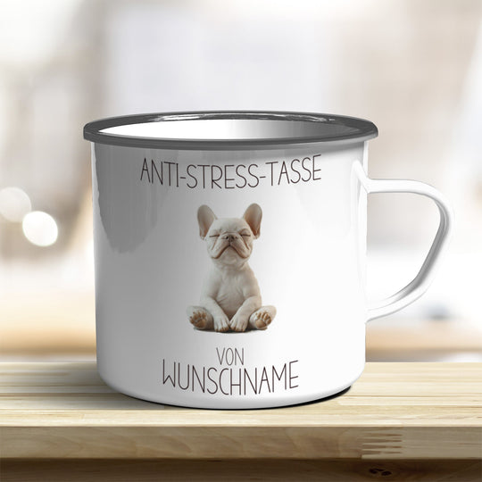 Personalisierbarer Anti Stress Emaille Becher mit süßem Tiermotiv und Wunschnamen - all - yours24