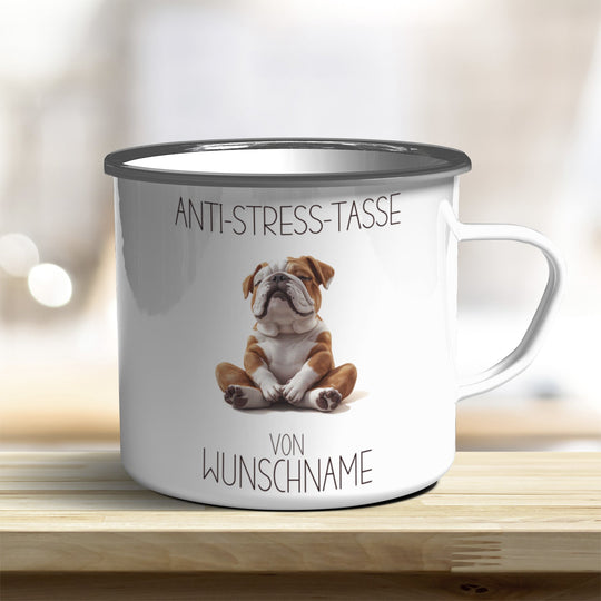 Personalisierbarer Anti Stress Emaille Becher mit süßem Tiermotiv und Wunschnamen - all - yours24