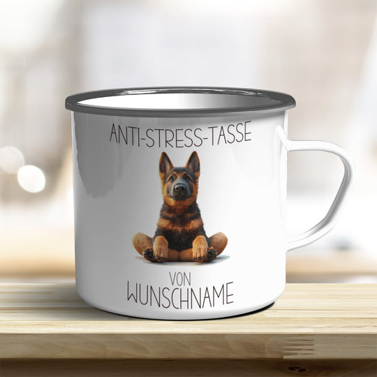 Personalisierbarer Anti Stress Emaille Becher mit süßem Tiermotiv und Wunschnamen - all - yours24
