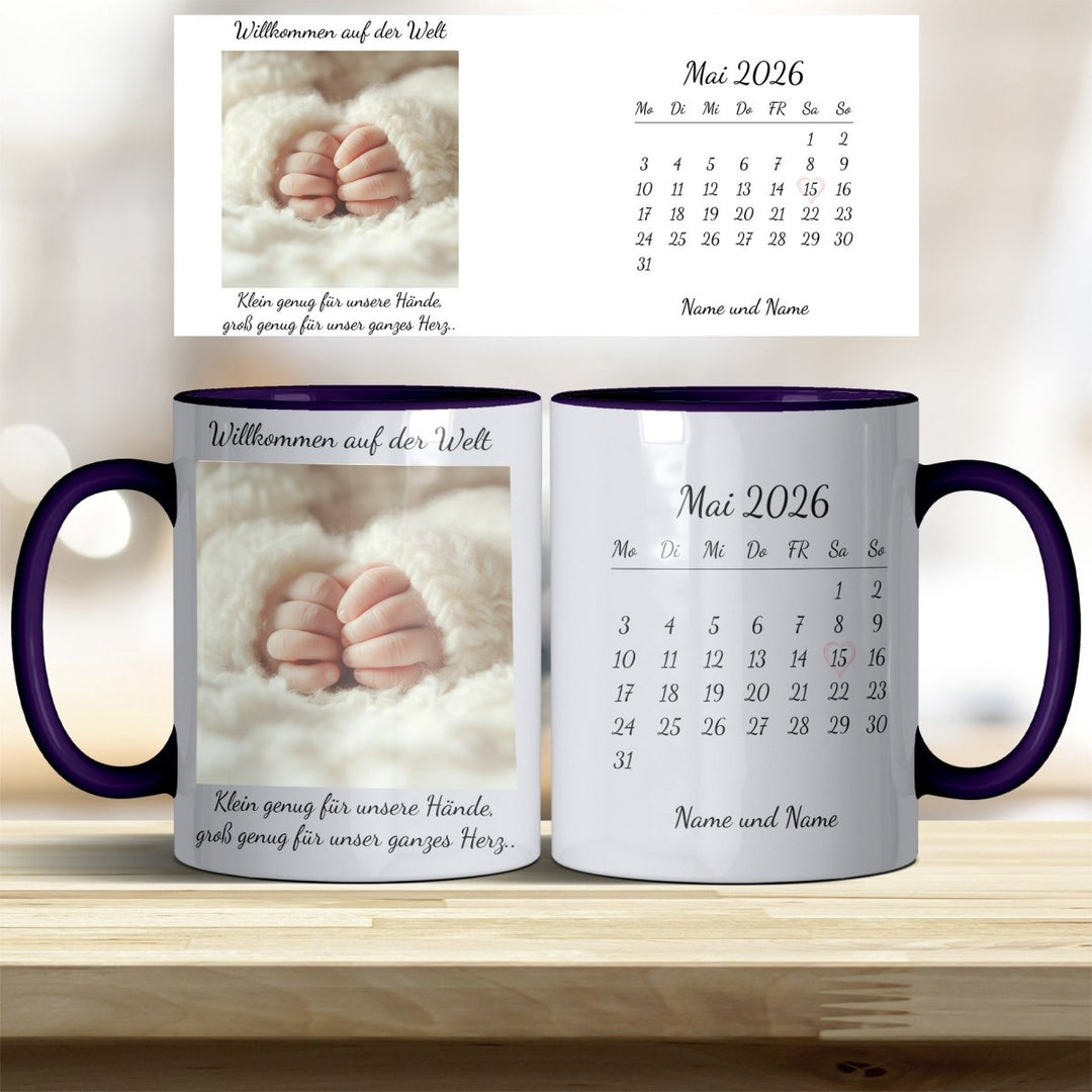 Personalisierte Babytasse – Foto & Datum im Kalender als Erinnerung - all - yours24
