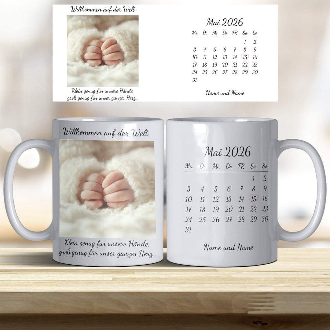 Personalisierte Babytasse – Foto & Datum im Kalender als Erinnerung - all - yours24