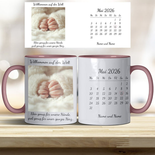 Personalisierte Babytasse – Foto & Datum im Kalender als Erinnerung - all - yours24