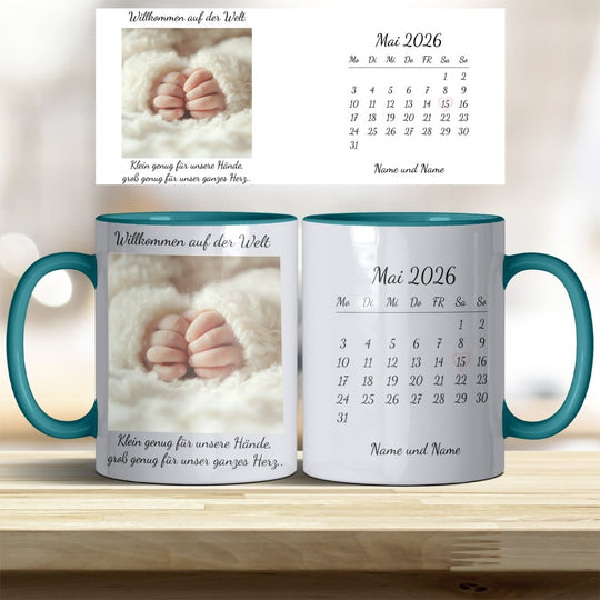 Personalisierte Babytasse – Foto & Datum im Kalender als Erinnerung - all - yours24