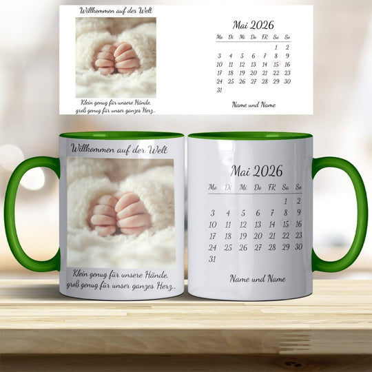 Personalisierte Babytasse – Foto & Datum im Kalender als Erinnerung - all - yours24