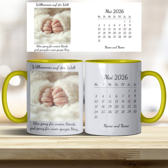 Personalisierte Babytasse – Foto & Datum im Kalender als Erinnerung - all - yours24