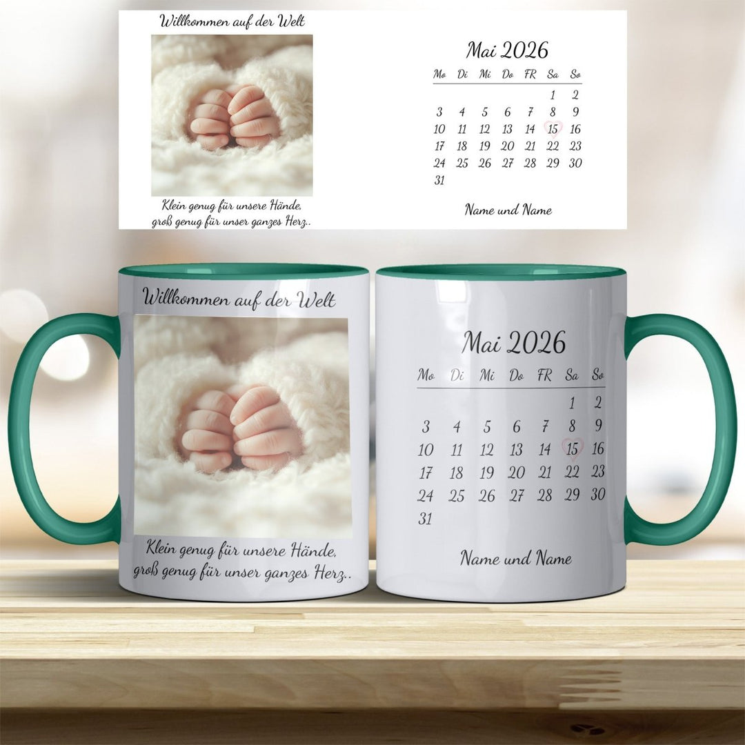 Personalisierte Babytasse – Foto & Datum im Kalender als Erinnerung - all - yours24