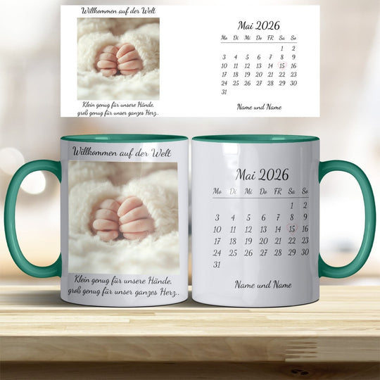 Personalisierte Babytasse – Foto & Datum im Kalender als Erinnerung - all - yours24