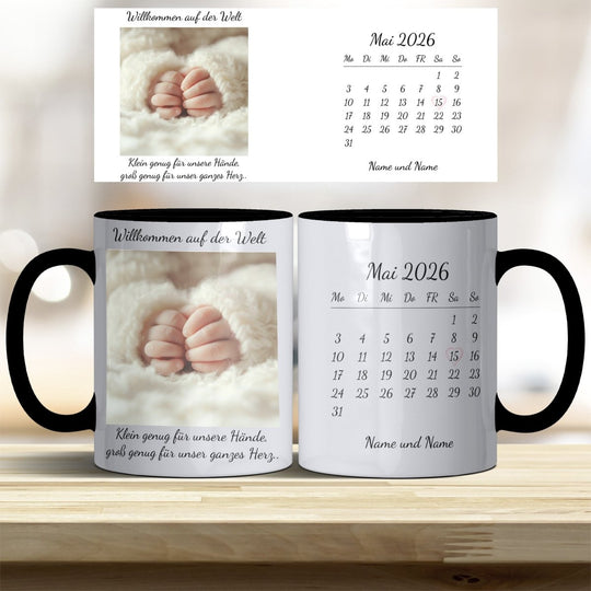 Personalisierte Babytasse – Foto & Datum im Kalender als Erinnerung - all - yours24