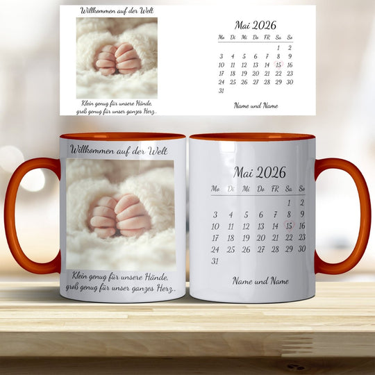 Personalisierte Babytasse – Foto & Datum im Kalender als Erinnerung - all - yours24