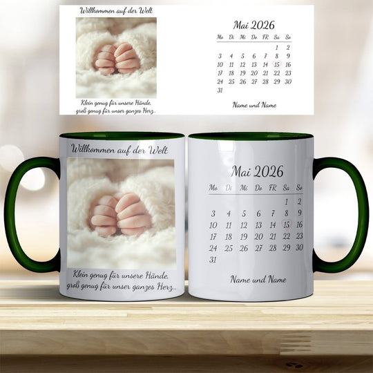 Personalisierte Babytasse – Foto & Datum im Kalender als Erinnerung - all - yours24