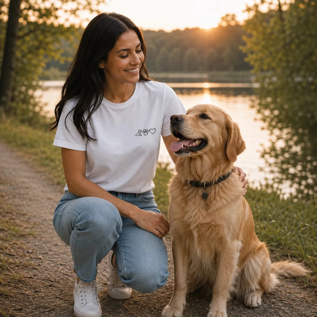 Personalisiertes Hunde T-Shirt in Weiß, Detailansicht des Icons mit Name